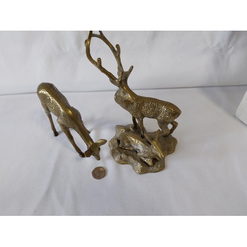 127 - vintage brass deer family