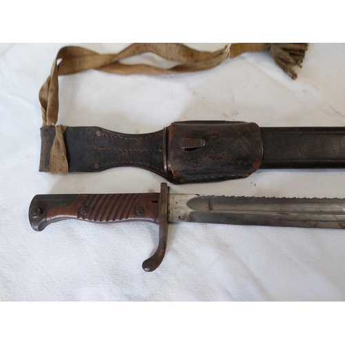 14 - WW1 Imperial German Sawback blade bayonet with scabbard & frog