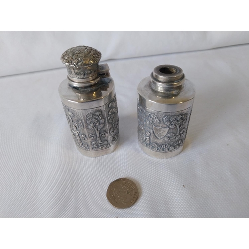 154 - Calcutta silver scent bottles 1 a/f total weight 130grams