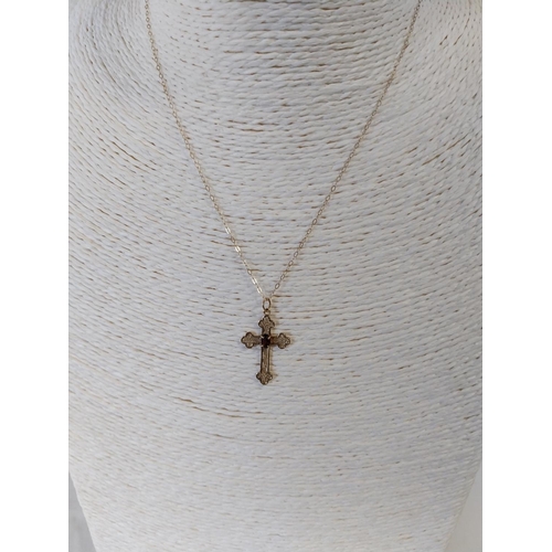 16 - 9ct gold chain & cross