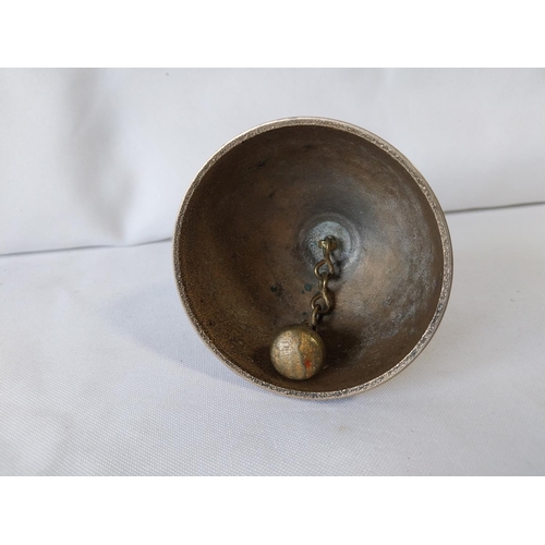 170 - vintage counter top brass & turned wood bell