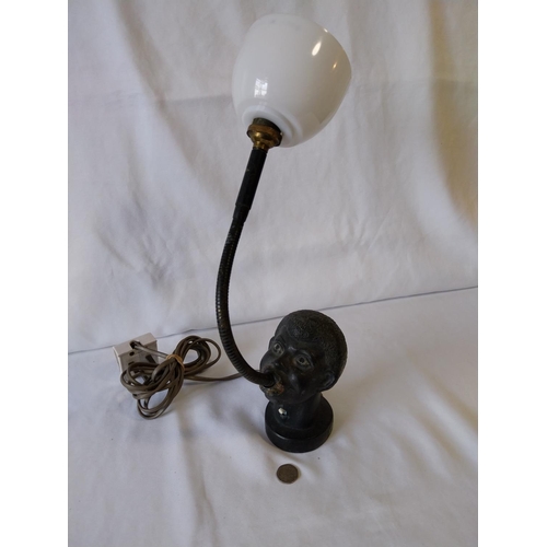 221 - very unusual lamp with cast metal African head as base