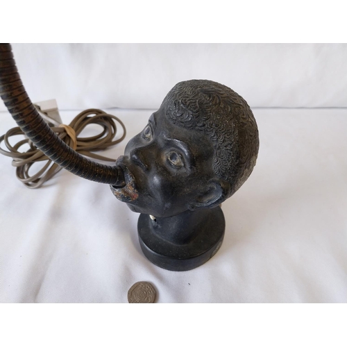 221 - very unusual lamp with cast metal African head as base