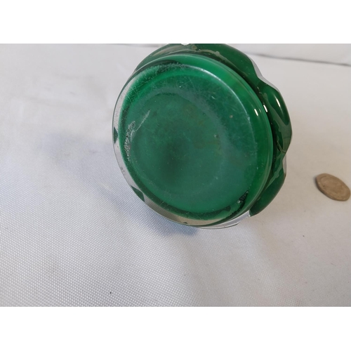 243 - Victorian green overlay glass perfume bottle no stopper