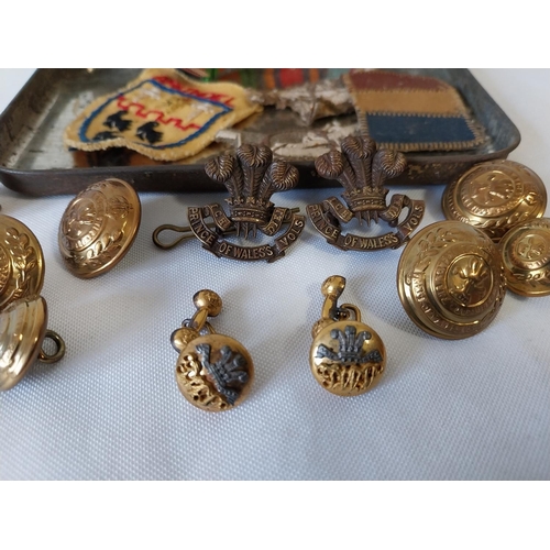 54 - quantity of military items including cufflinks