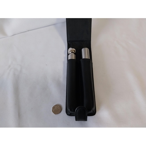 8 - cigar shaped spirit flask & cigar holder in leather pouch