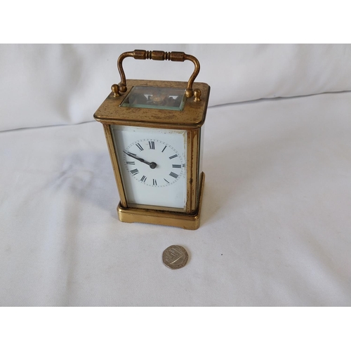 9 - vintage French carriage clock with key full working order