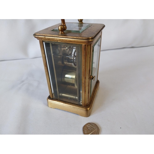 9 - vintage French carriage clock with key full working order