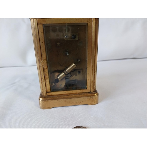 9 - vintage French carriage clock with key full working order