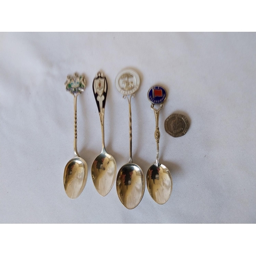 270 - 4 HM silver & enamel spoons