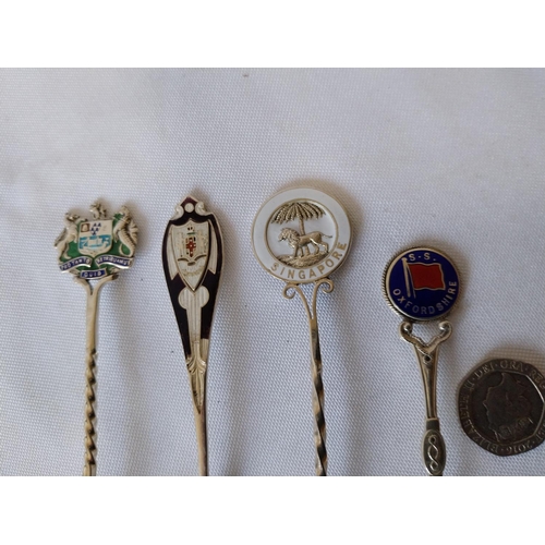 270 - 4 HM silver & enamel spoons