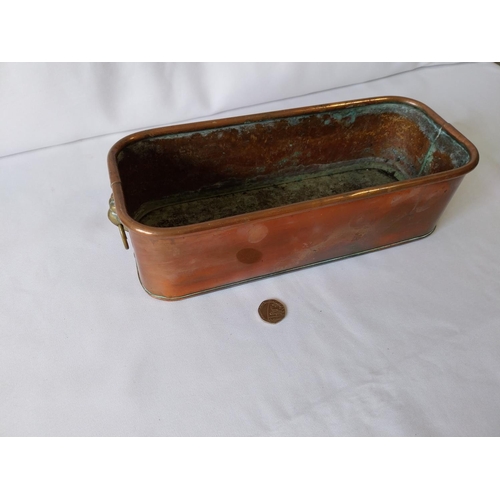 396 - vintage copper planter with lion head handles