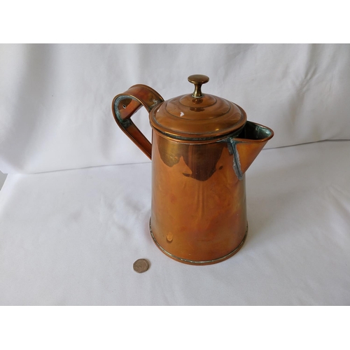 47 - Victorian riveted copper jug with lid