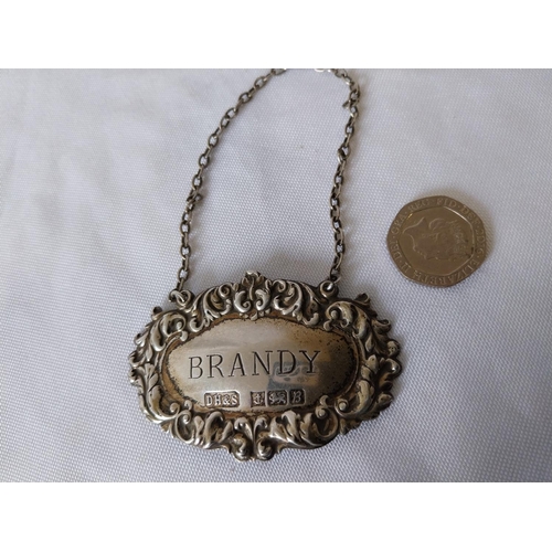 61 - HM silver Brandy decanter label c1976