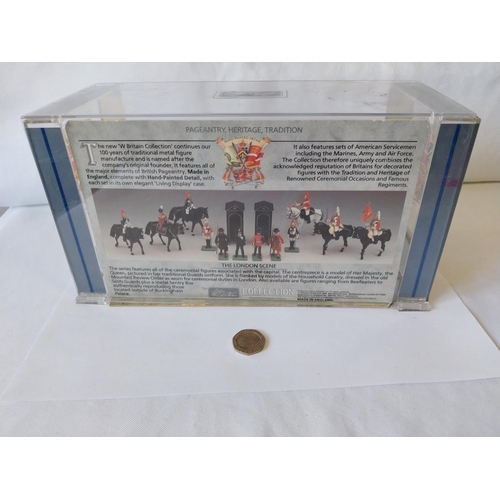 127 - Britains the London scene The late Queen with 2 mounted Household Cavalry