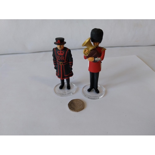 129 - 2 Corgi Icon metal statues Yeoman Warden & Scots guard