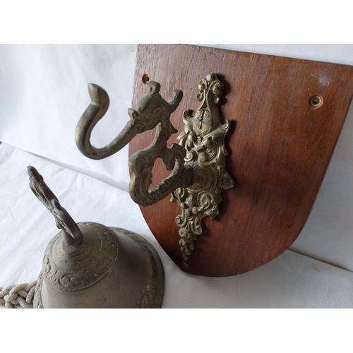 157 - vintage large cast bell on wall plaque