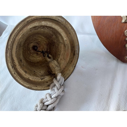 157 - vintage large cast bell on wall plaque