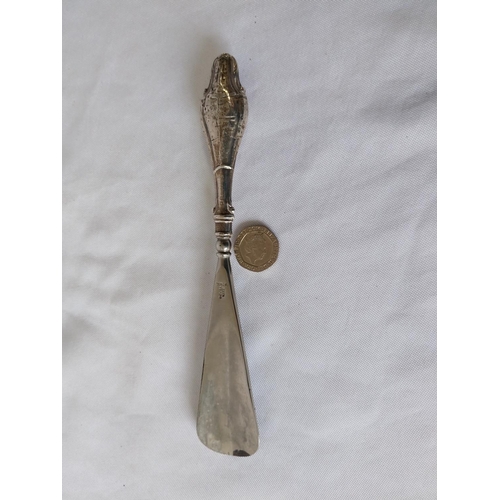 185 - HM silver handled shoe horn c1896