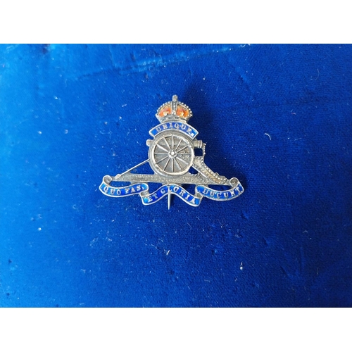 192 - sterling silver & enamel Royal Artillery sweetheart brooch