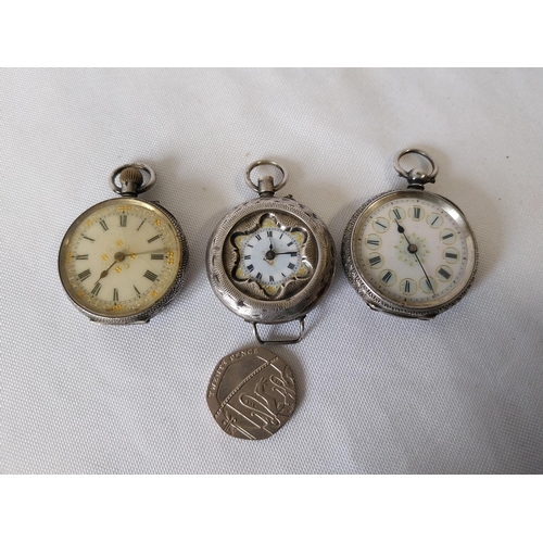 194 - 3 antique silver watches for repair