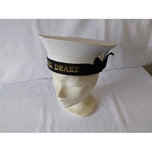 206 - vintage Royal Navy pork pie hat HMS Drake