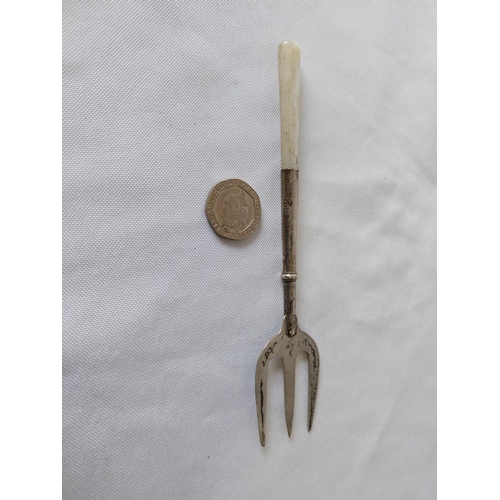 221 - HM silver pickle fork with mother of pearl handle c1920