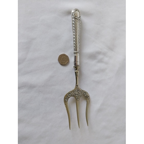 222 - HM silver handled bread fork c1899