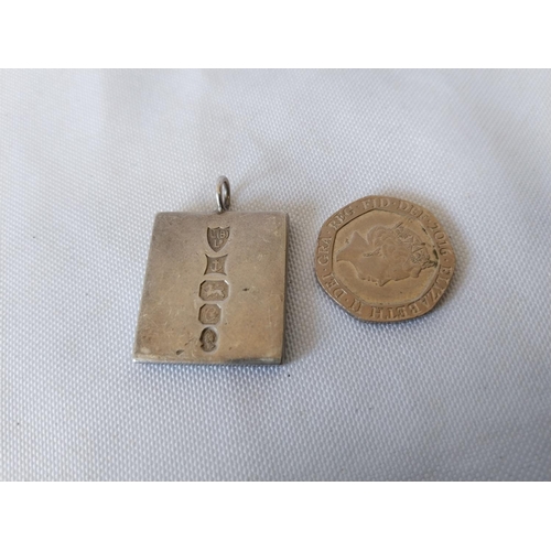 321 - HM silver ingot pendent c1977