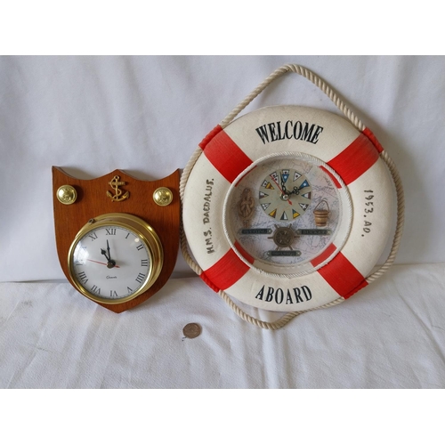 327 - 2 wall clocks sea theme