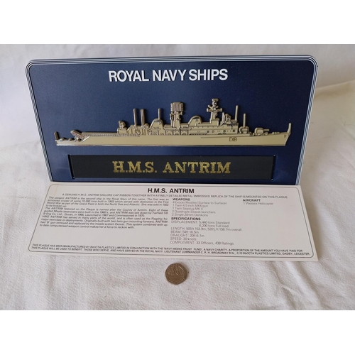 328 - Royal Navy Tally on plaque HMS Antrim