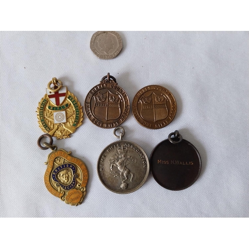 340 - 6 shooting medals/fobs 1929-1973