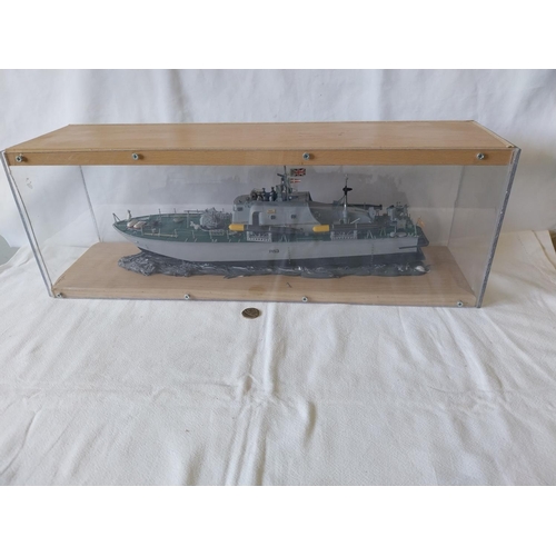 38 - large model Navy ship in case COLLECTION ONLY