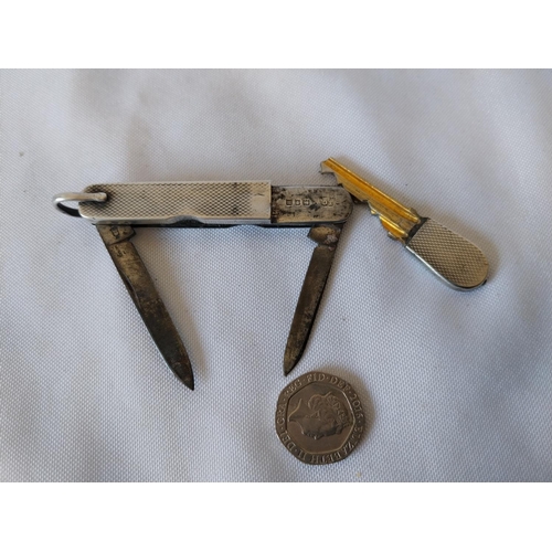 385 - unusual HM silver security key penknife