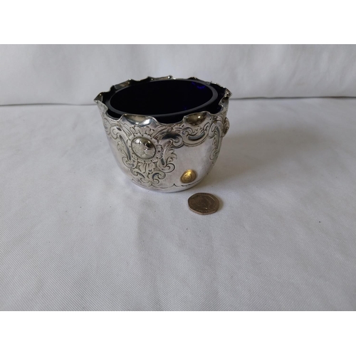 94 - silver plated preserve pot with blue liner