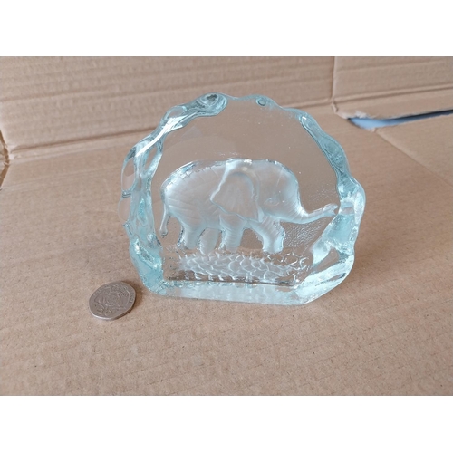 171 - art glass crystal paperweight of elephant