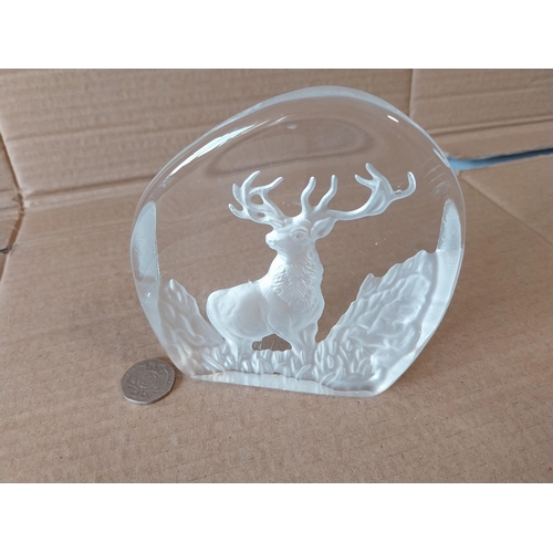 172 - art glass crystal paperweight of stag