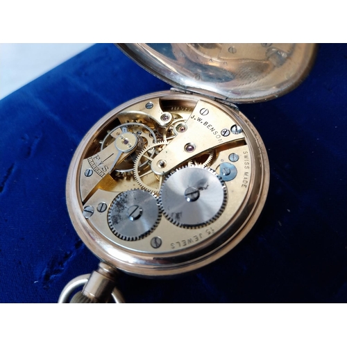 257 - Hallmarked 9ct gold J.W. Benton pocket watch original case c1932 for repair watch weight 79.5g