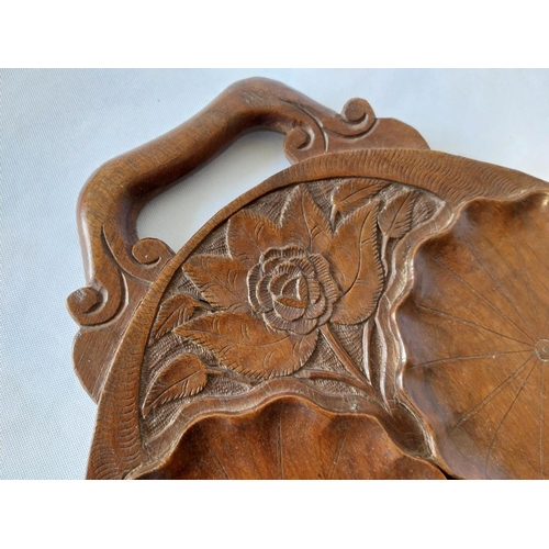 332 - hand carved antique wooden tray Anglo Indian