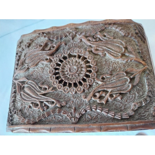 351 - vintage hand carved wooden cigarette box