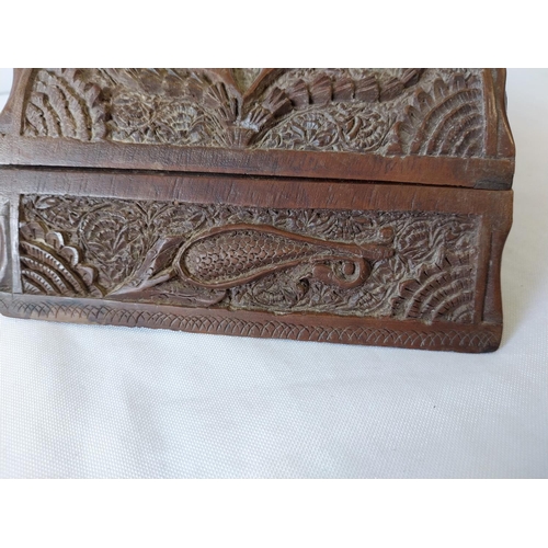 351 - vintage hand carved wooden cigarette box