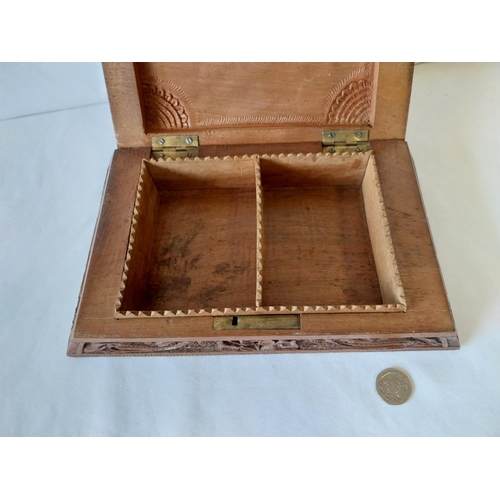 351 - vintage hand carved wooden cigarette box