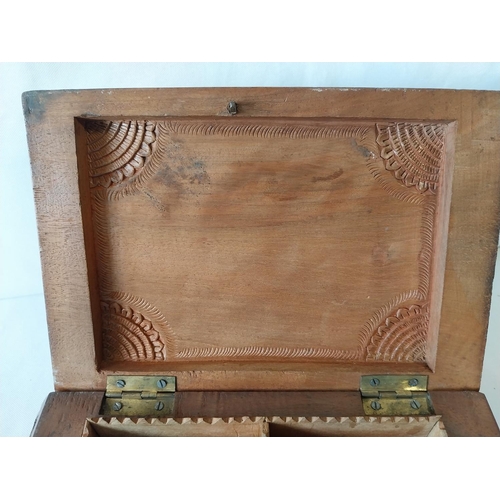 351 - vintage hand carved wooden cigarette box