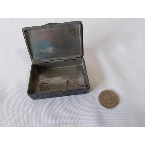 383 - vintage pewter & brass snuff box