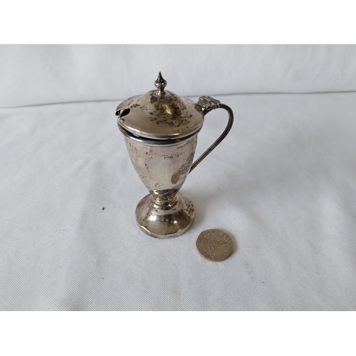 400 - HM silver mustard pot with blue liner c1932