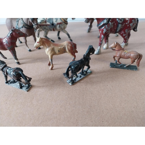 47 - vintage Britains, JoHill etc lead horses