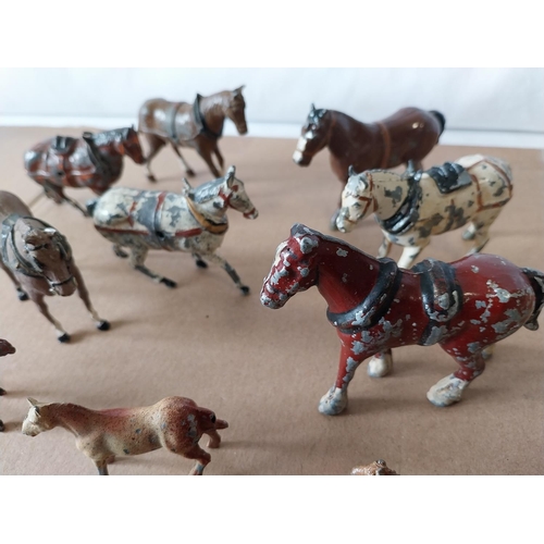 47 - vintage Britains, JoHill etc lead horses