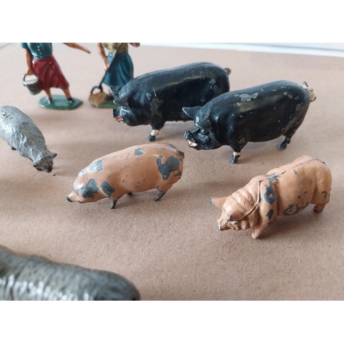 49 - vintage Britains, JoHill etc lead pigs sheep etc