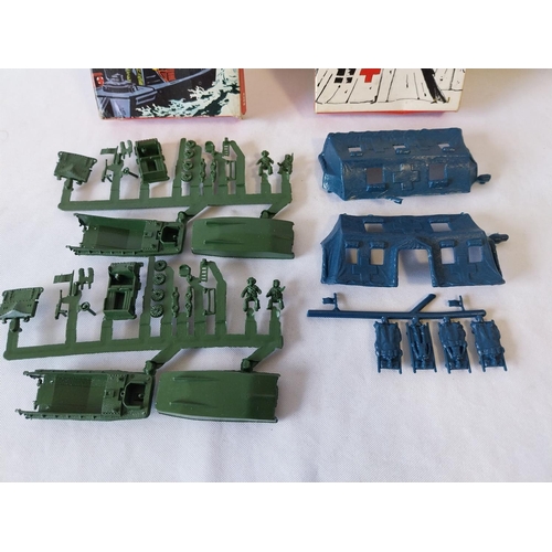 6 - vintage 1960s/70s Atlantic HO scale Hospital & landing craft