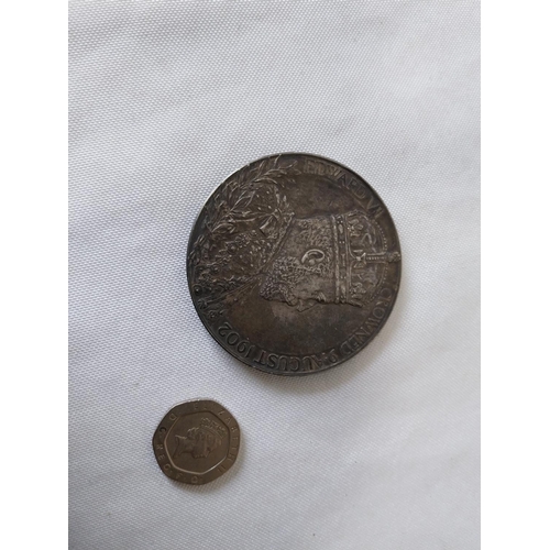 71 - 1902 Edward VII Coronation Medal, Sterling Silver 55mm diameter 86.2 grams